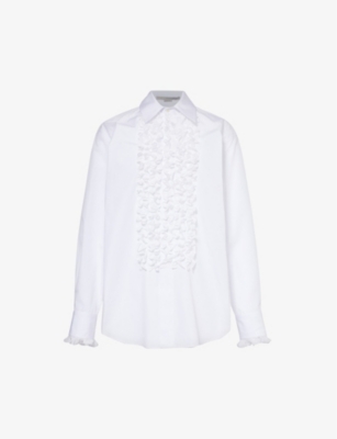 STELLA MCCARTNEY: Ruffle-trim cotton-poplin shirt