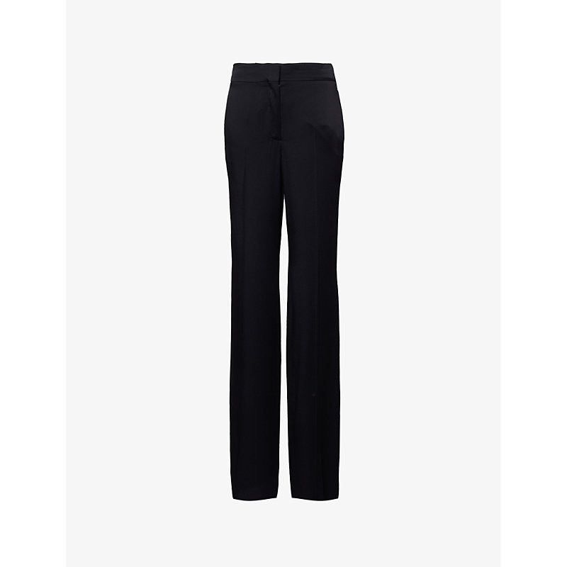 Shop Stella Mccartney Women's Black Darted Mid-rise Straight-leg Woven Trousers