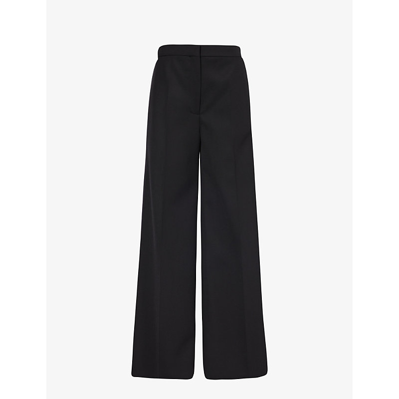 Stella Mccartney Womens Black Wide-leg High-rise Wool Tuxedo Trousers