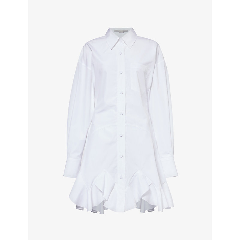 Stella Mccartney Womens Pure White Shirt Patch-pocket Cotton Mini Dress