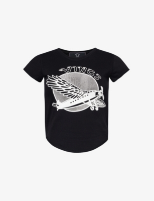 Stella Mccartney Black Graphic-print Cotton T-shirt In Black