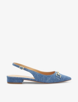 DUNE: Hopeful snaffle-trim denim slingback flats