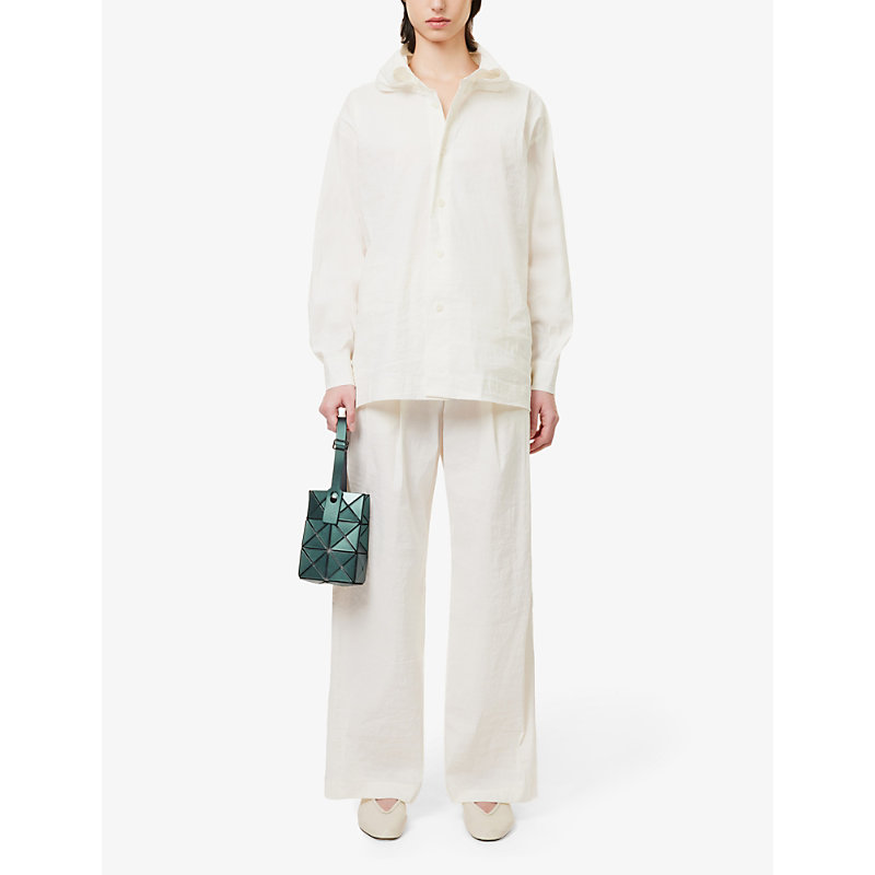 Shop Issey Miyake Womens Offwhite Shaped Membrane Relaxed-fit Woven Shirt
