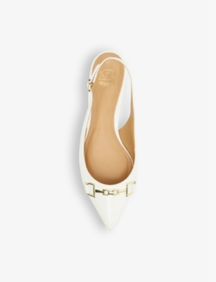 Shop Dune Women's White-patent Hopeful D-shape Snaffle Leather Ballet Shoes