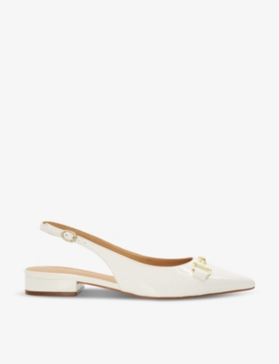 Shop Dune Women's White-patent Hopeful D-shape Snaffle Leather Ballet Shoes