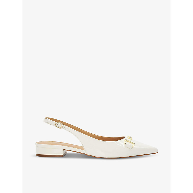 Shop Dune Hopeful D-shape Snaffle Leather Ballet Shoes In White-patent