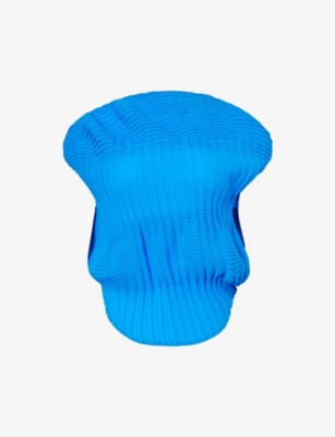 Issey Miyake Womens Blue Aerate Pleated Knitted Top
