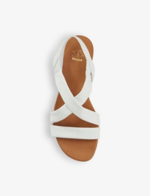 Shop Dune Landies -strap Leather Sandals In White-leather