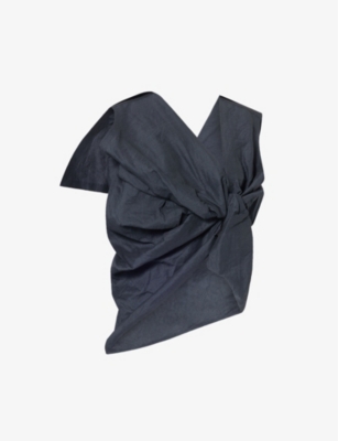 Shop Issey Miyake Womens Black Twisted Sleeveless Woven Top