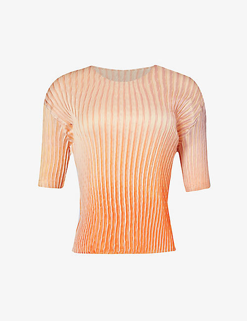 ISSEY MIYAKE: Suffused gradient-pattern satin T-shirt