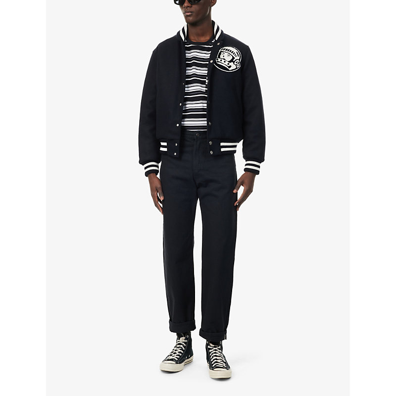 Shop Billionaire Boys Club Astro Varsity Brand-appliqué Relaxed-fit Woven Jacket In Navy