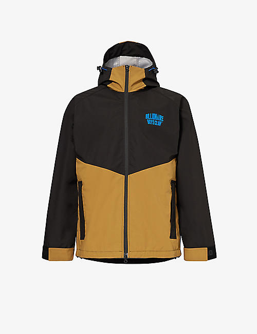 BILLIONAIRE BOYS CLUB: Colour-blocked funnel-neck relaxed-fit shell hooded rain jacket