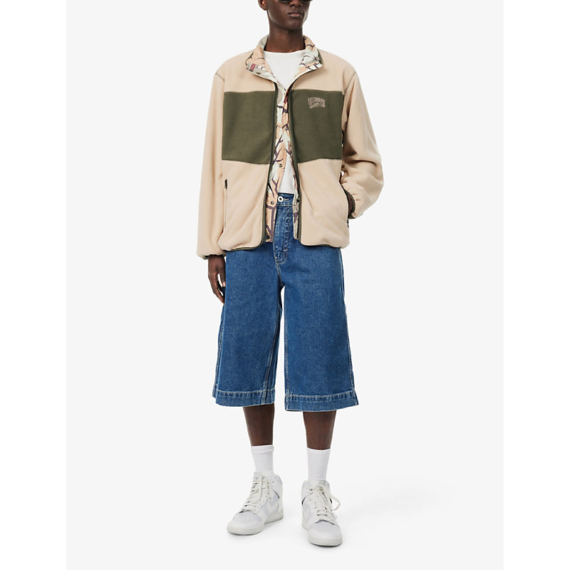 Shop Billionaire Boys Club Men's Camo Beige Brand-embroidered Reversible Relaxed-fit Fleece Jacket