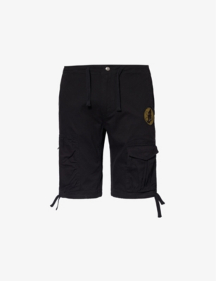 Shop Billionaire Boys Club Men's Black Branded Drawstring-waist Stretch-cotton Shorts