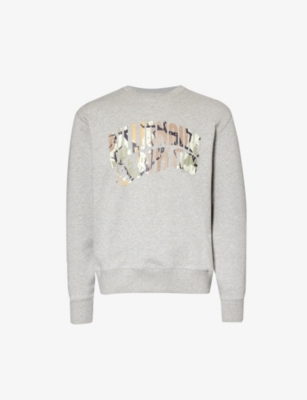 Shop Billionaire Boys Club Men's Heather Grey Camo Arch Logo-print Cotton-jersey Sweatshirt