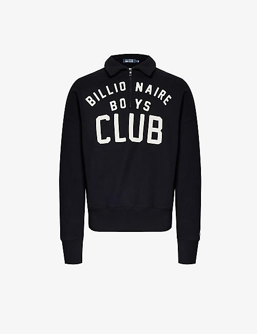 BILLIONAIRE BOYS CLUB: Branded half-zip cotton-jersey sweatshirt
