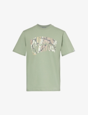 Shop Billionaire Boys Club Men's Green Camo Arch Logo-print Cotton-jersey T-shirt