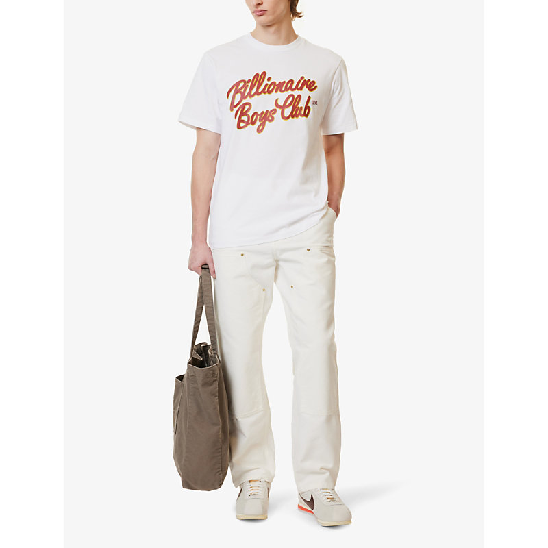 Shop Billionaire Boys Club Script Logo-print Cotton-jersey T-shirt In White