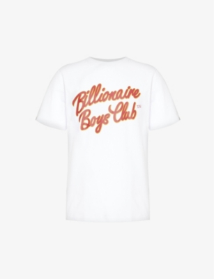 Shop Billionaire Boys Club Men's White Script Logo-print Cotton-jersey T-shirt