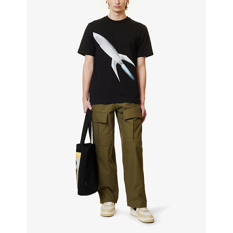 Shop Billionaire Boys Club Men's Black Rocket Graphic-print Cotton-jersey T-shirt