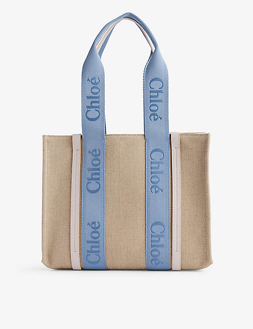CHLOE: Woody canvas and leather tote bag