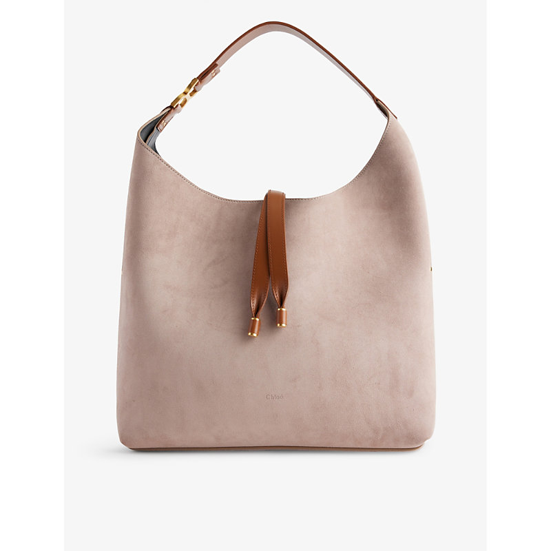 Shop Chloé Chloe Women's Powder Beige Marcie Leather Shoulder Bag
