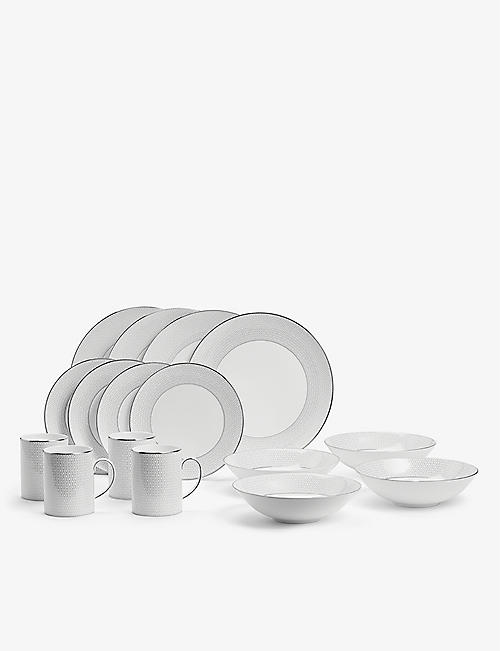 WEDGWOOD: Gio Gold Platinum 16-piece bone-china dinnerware set