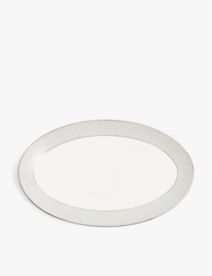 WEDGWOOD: Gio Gold Platinum bone-china oval dish 26cm