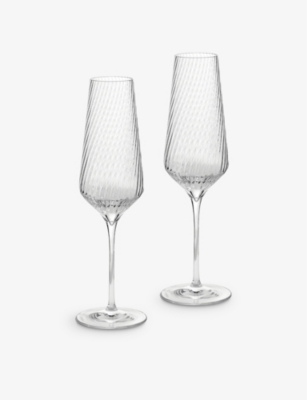 Wedgwood Vera Wang Swirl Crystal Flute Glasses Set Of Two In Transparent