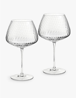 WEDGWOOD: Vera Wang swirl red wine crystal glasses set of two