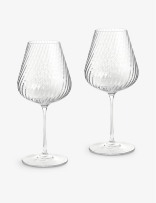 WEDGWOOD: Vera Wang swirl white wine crystal glasses set of two