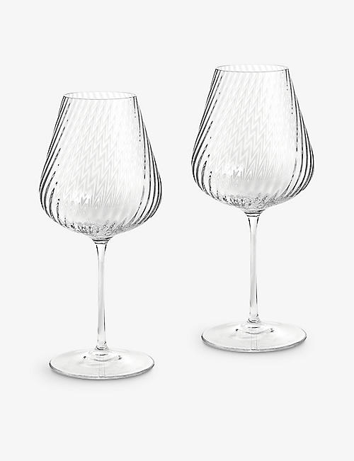 WEDGWOOD: Vera Wang swirl white wine crystal glasses set of two