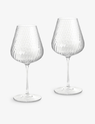 Wedgwood Vera Wang Swirl White Wine Crystal Glasses Set Of Two In Transparent