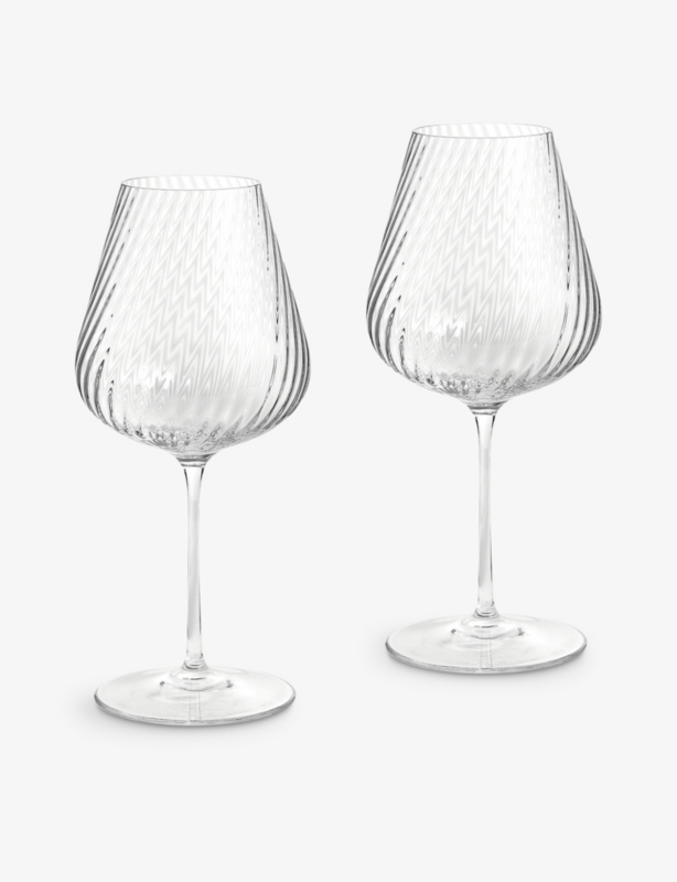 Vera Wang swirl white wine crystal glasses set of two