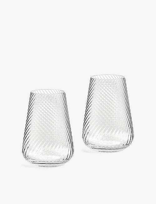 WEDGWOOD: Vera Wang swirl high ball crystal glasses set of two