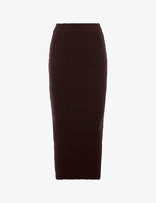 HOUSE OF CB: Sloane bouclé-knit cotton-blend maxi skirt