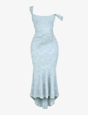 Shop House Of Cb Of Cb Womens Bluebell Cesca Floral-print Corseted Stretch-woven Maxi Dress