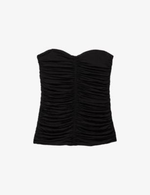 REISS: Marina ruched-front strapless stretch-woven top