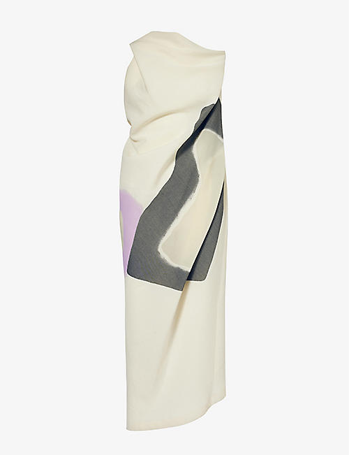 ISSEY MIYAKE: Meanwhile graphic-pattern voile midi dress