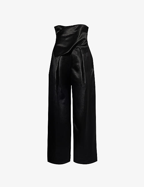 ISSEY MIYAKE: Gleam wide-leg high-rise satin trousers