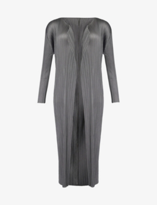 PLEATS PLEASE ISSEY MIYAKE: Basic relaxed-fit pleated knitted jersey coat