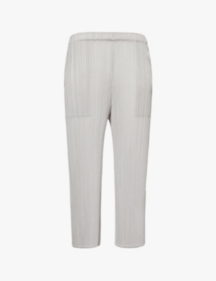 PLEATS PLEASE ISSEY MIYAKE: Pleated straight-leg mid-rise knitted trousers