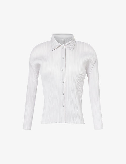 PLEATS PLEASE ISSEY MIYAKE: Pleated collared knitted shirt