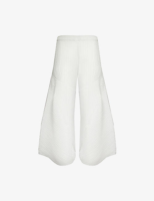 PLEATS PLEASE ISSEY MIYAKE: Pleated wide-leg knitted trousers