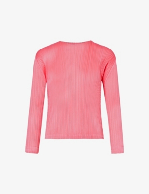 Shop Issey Miyake Pleats Please  Women's Bright Pink February Pleated Knitted Top