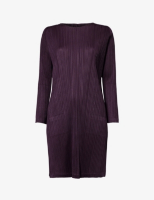 Shop Issey Miyake Pleats Please  Women's Purple Pleated Regular-fit Knitted Top