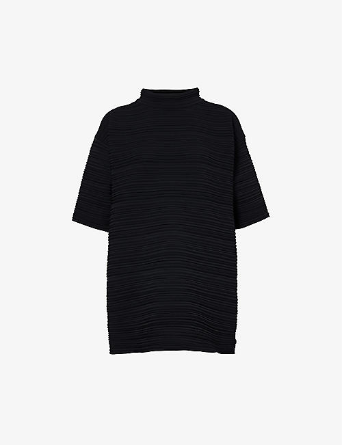 PLEATS PLEASE ISSEY MIYAKE: Ribbed relaxed-fit knitted top