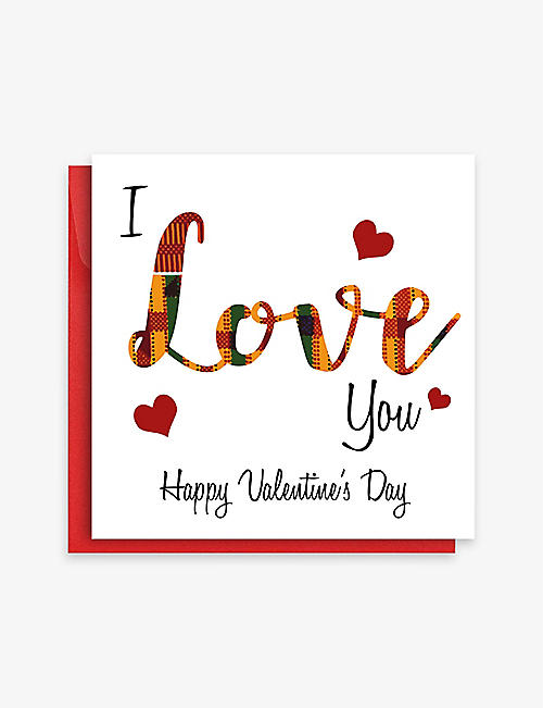 AFROTOUCH DESIGN: I Love You Valentine's Day card 15cm x 15cm