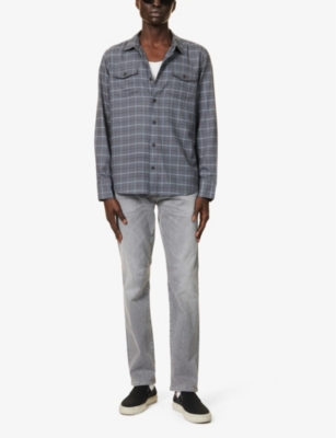 Shop Paige Men's Dark Wind Everett Check-pattern Cotton-blend Shirt
