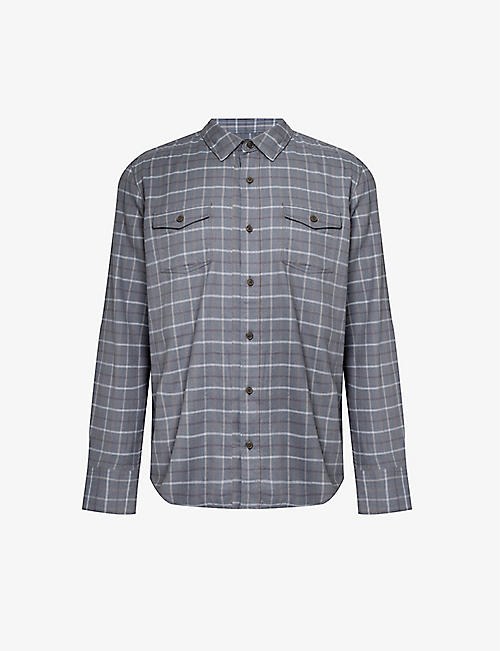 PAIGE: Everett check-pattern cotton-blend shirt